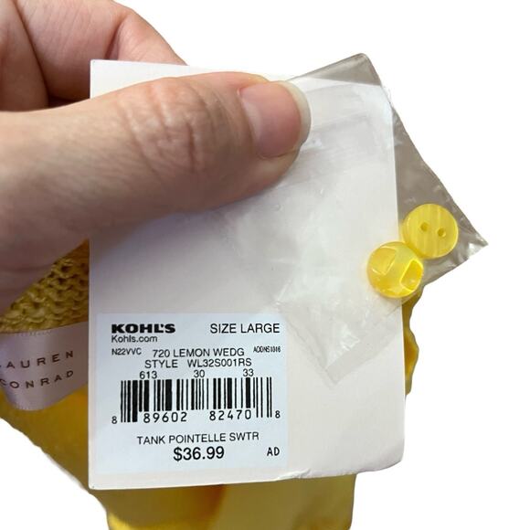 LC Lauren Conrad Pointelle Knit Tank Top Large Yellow Preppy Classic Casual - Picture 5 of 9